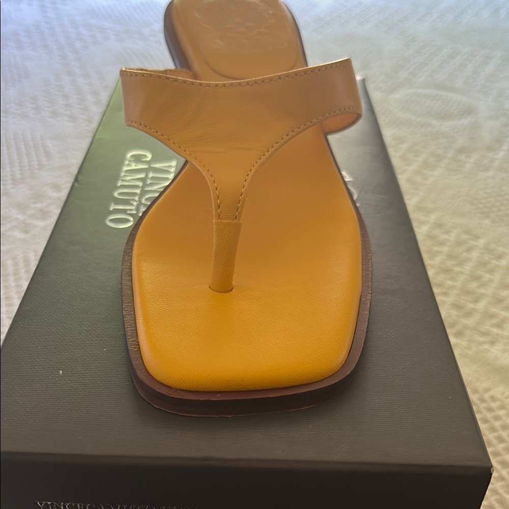 Vince Camuto Yellow Sandals with Square Toe Design